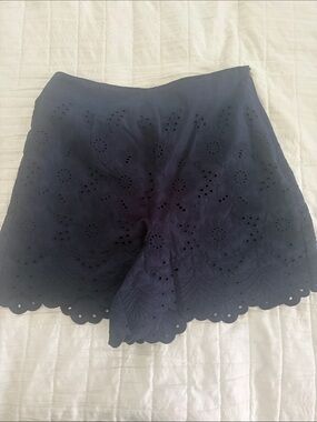 Draper James Navy Eyelet Scalloped Hem Shorts